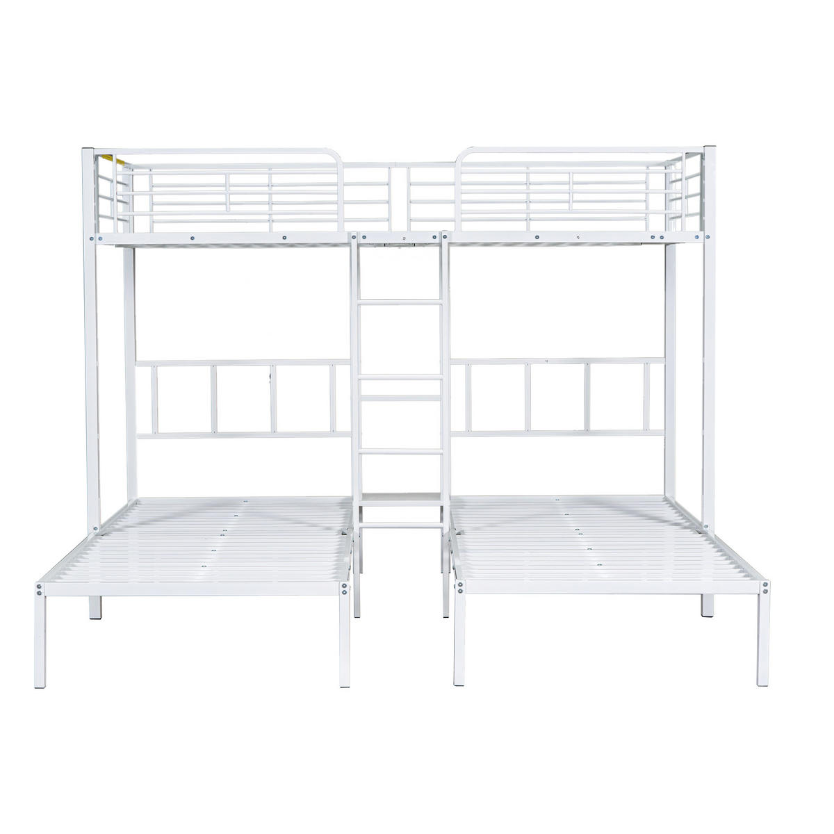 ETAGENBETT 90/200 cm Weiß mit Leiter und Schreibtisch - Weiß, Metall (90/200cm) - Oxeza