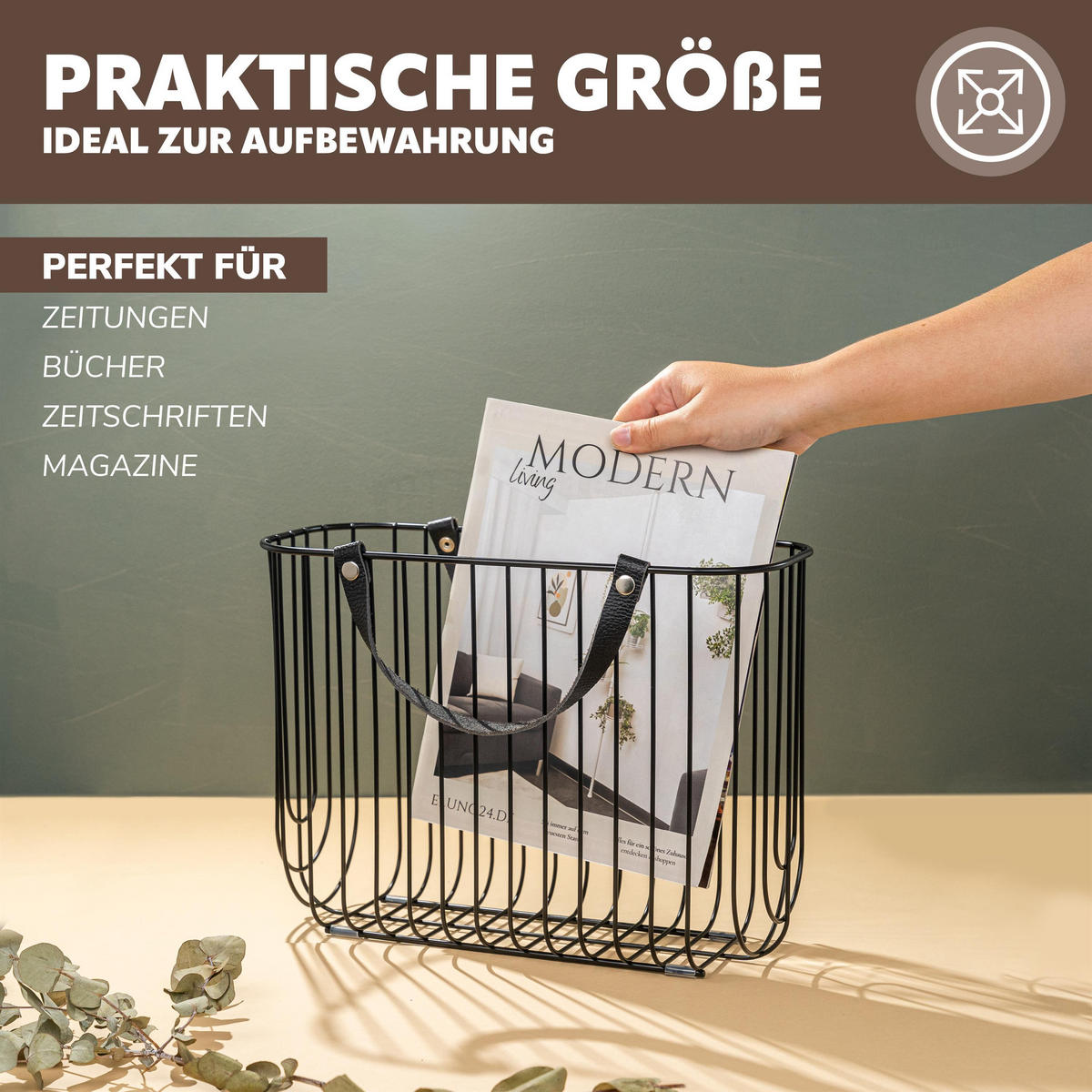 ZEITUNGSSTÄNDER, schwarz - Schwarz, Metall (36/26.5/15.5cm) - eluno