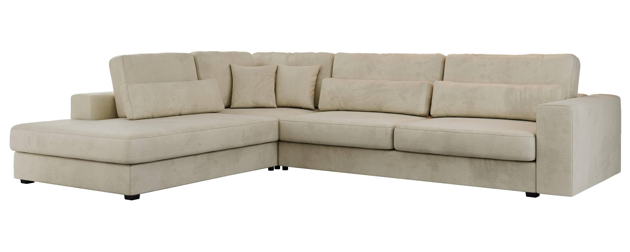 ECKSOFA Savona Beige Velvet - links - Beige/Schwarz, Kunststoff/Textil (316/249cm) - MKS