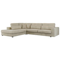 ECKSOFA Savona Beige Velvet - links - Beige/Schwarz, Kunststoff/Textil (316/249cm) - MKS