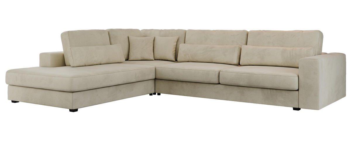 ECKSOFA Savona Beige Velvet - links - Beige/Schwarz, Kunststoff/Textil (316/249cm) - MKS