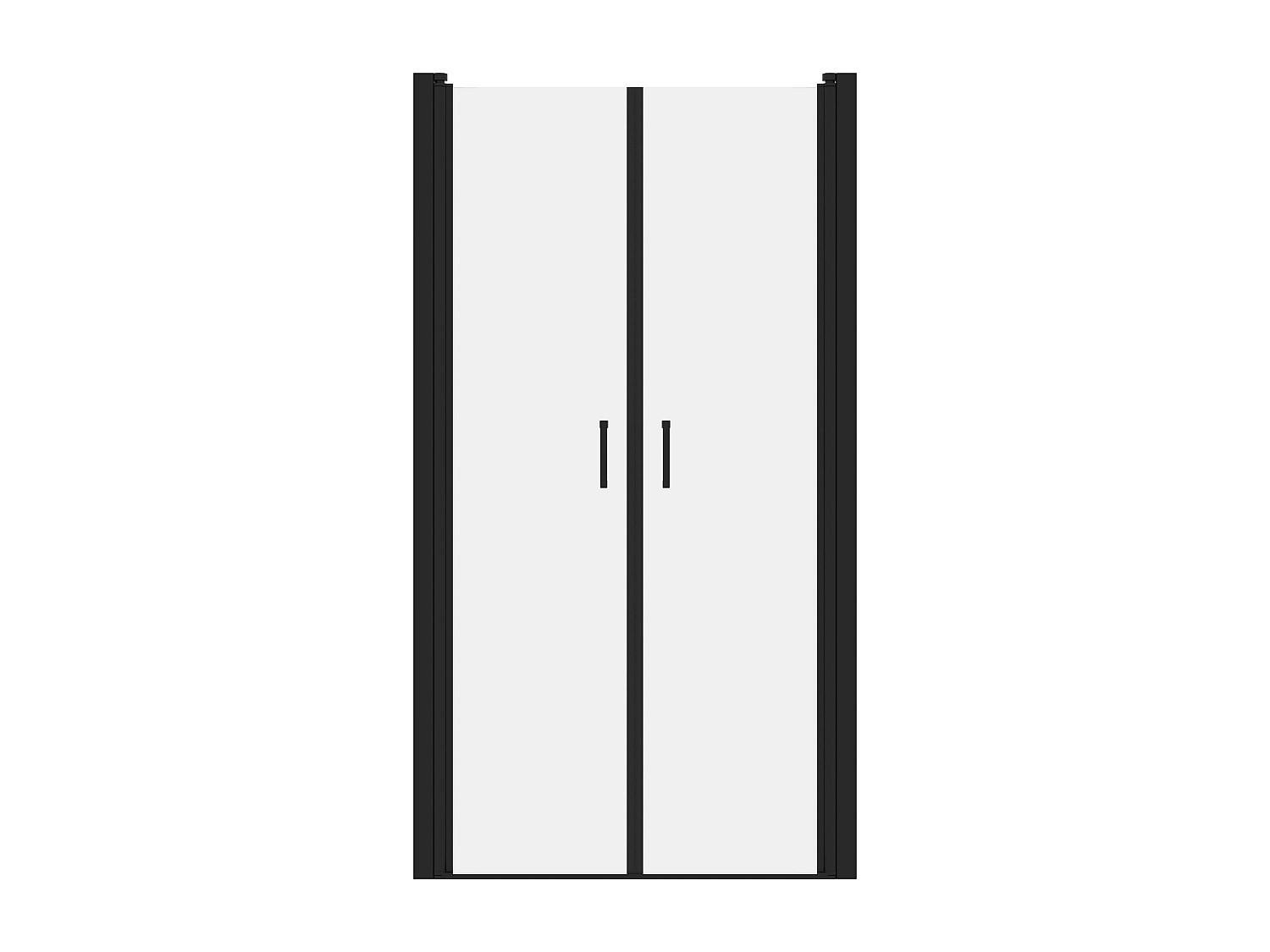 DUSCHTÜR - 90cm x 1.92cm - Aluminium - schwarz - SARASOTA - Schwarz, Metall (90/195cm) - Vente-Unique