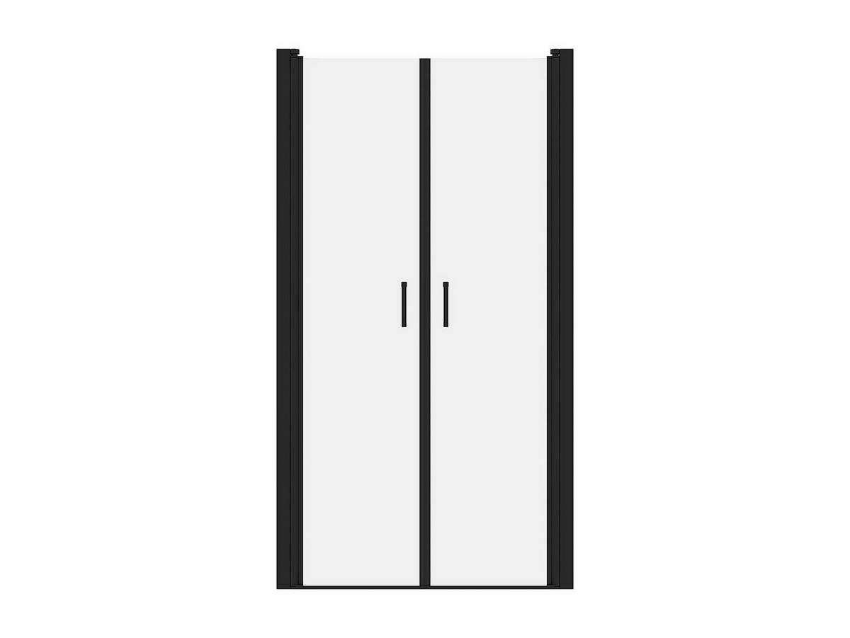 DUSCHTÜR - 90cm x 1.92cm - Aluminium - schwarz - SARASOTA - Schwarz, Metall (90/195cm) - Vente-Unique