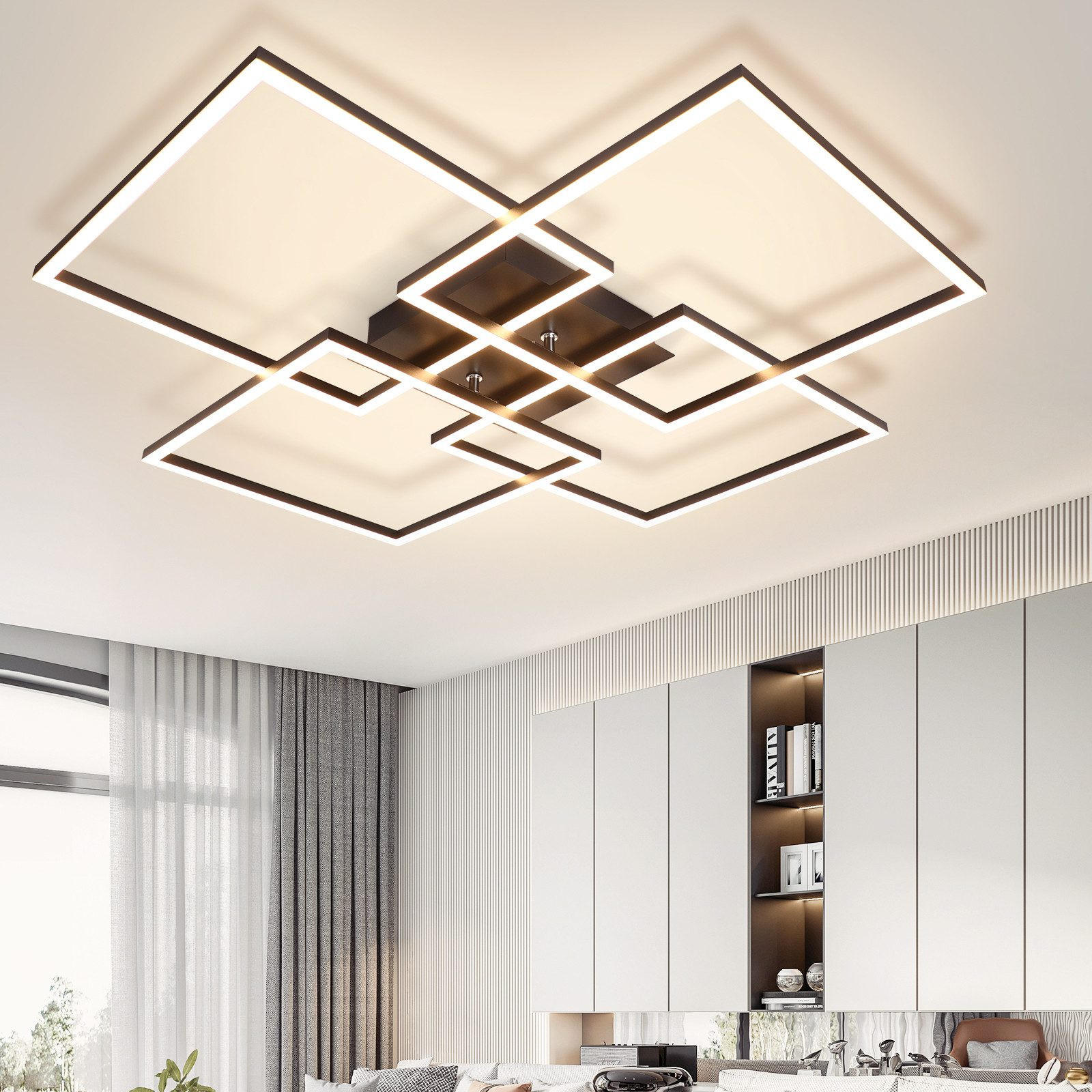 LED-DECKENLEUCHTE Gallegos 72.4/72.4/7.3 cm - Schwarz, Metall (72.4/72.4/7.3cm) - Nettlife