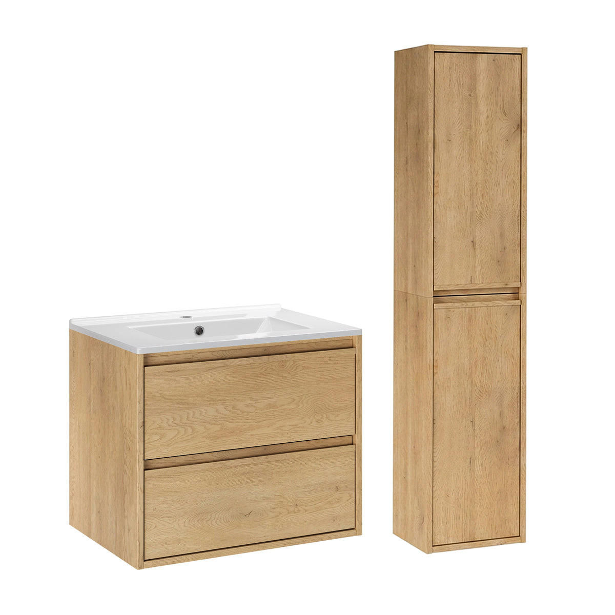 BADMÖBEL 61cm Edmé 2er-Set Holz - Braun, Holzwerkstoff (61/52/46cm) - Petits-meubles