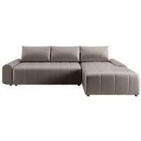 ECKSCHLAFSOFA Costa L Taupe rechts - Taupe/Schwarz, Kunststoff/Textil (290/169cm) - Beautysofa