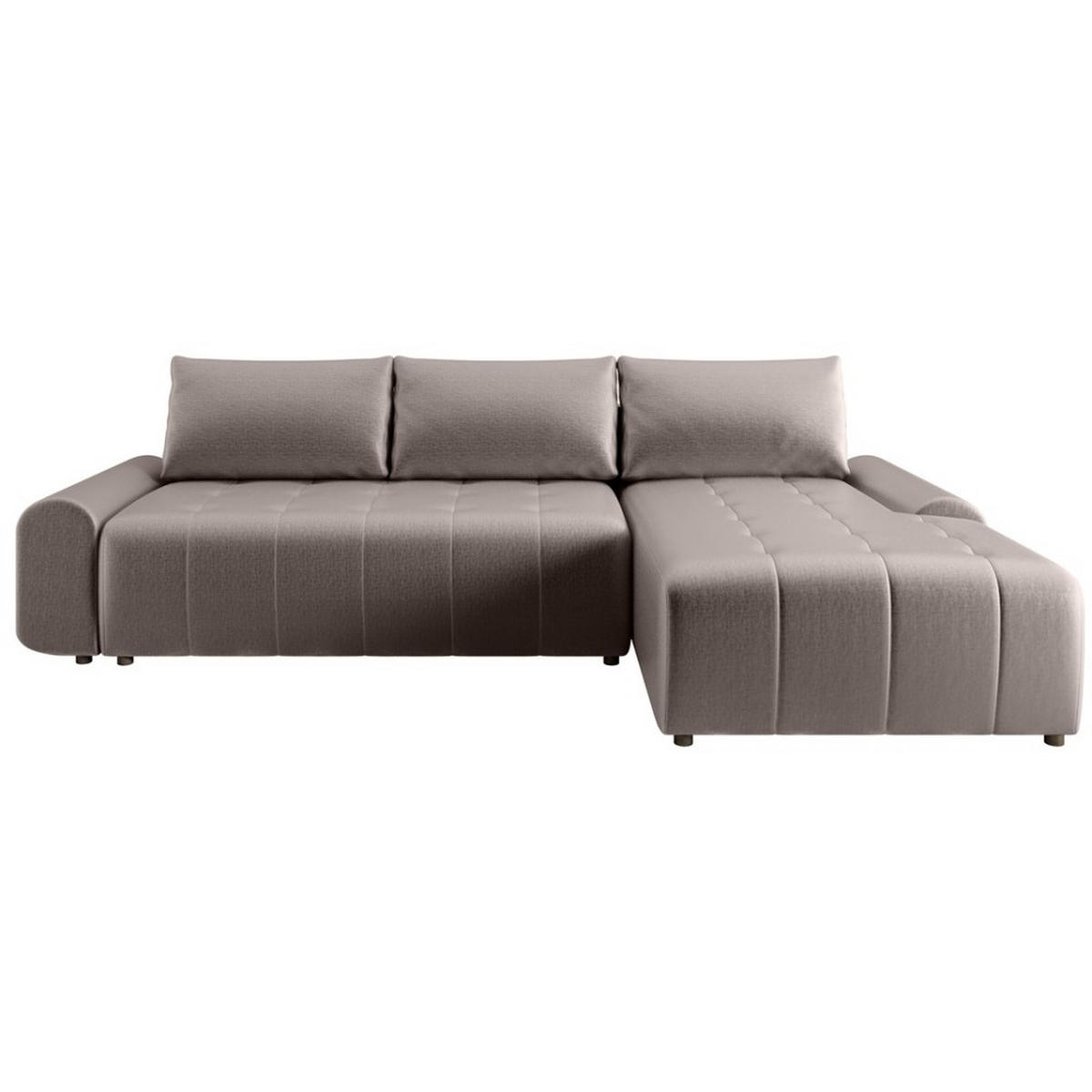 ECKSCHLAFSOFA Costa L Taupe rechts - Taupe/Schwarz, Kunststoff/Textil (290/169cm) - Beautysofa