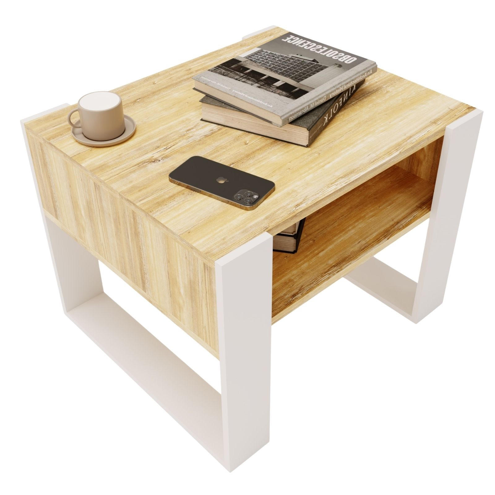 COUCHTISCH Karo65 65/45/53,6 - Alteiche/Weiß, Holzwerkstoff (53/65/45cm) - RAUMHIRSCH FURNITURE