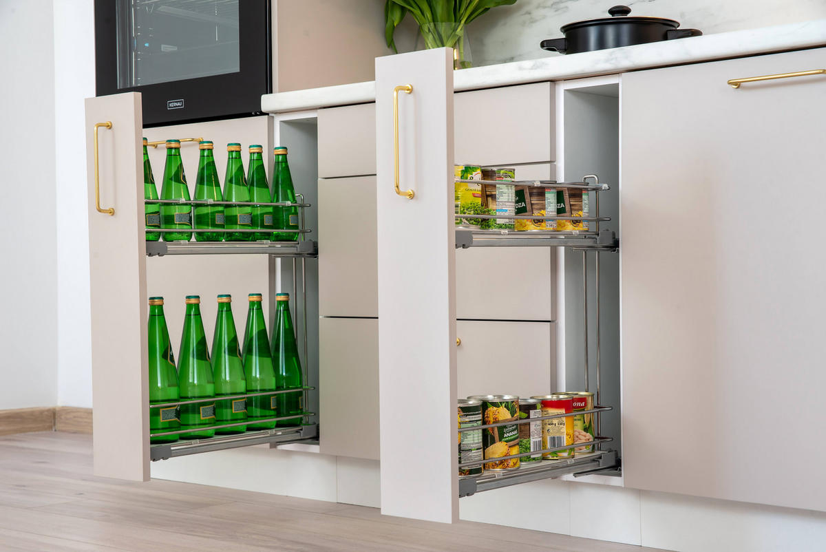 KÜCHENZEILE 420 cm - Arvion & Morvex KS5-G420 - in Kaffee / Beige - Kaschmir/Schwarz, Holz/Holzwerkstoff (420/213.3/56cm) - ROYAL24_MARKT