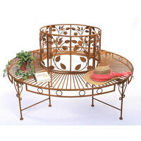 GARTENBANK Rund Metall Braun 140/140/84 cm - Braun, Metall (140/84/140cm) - DanDiBo