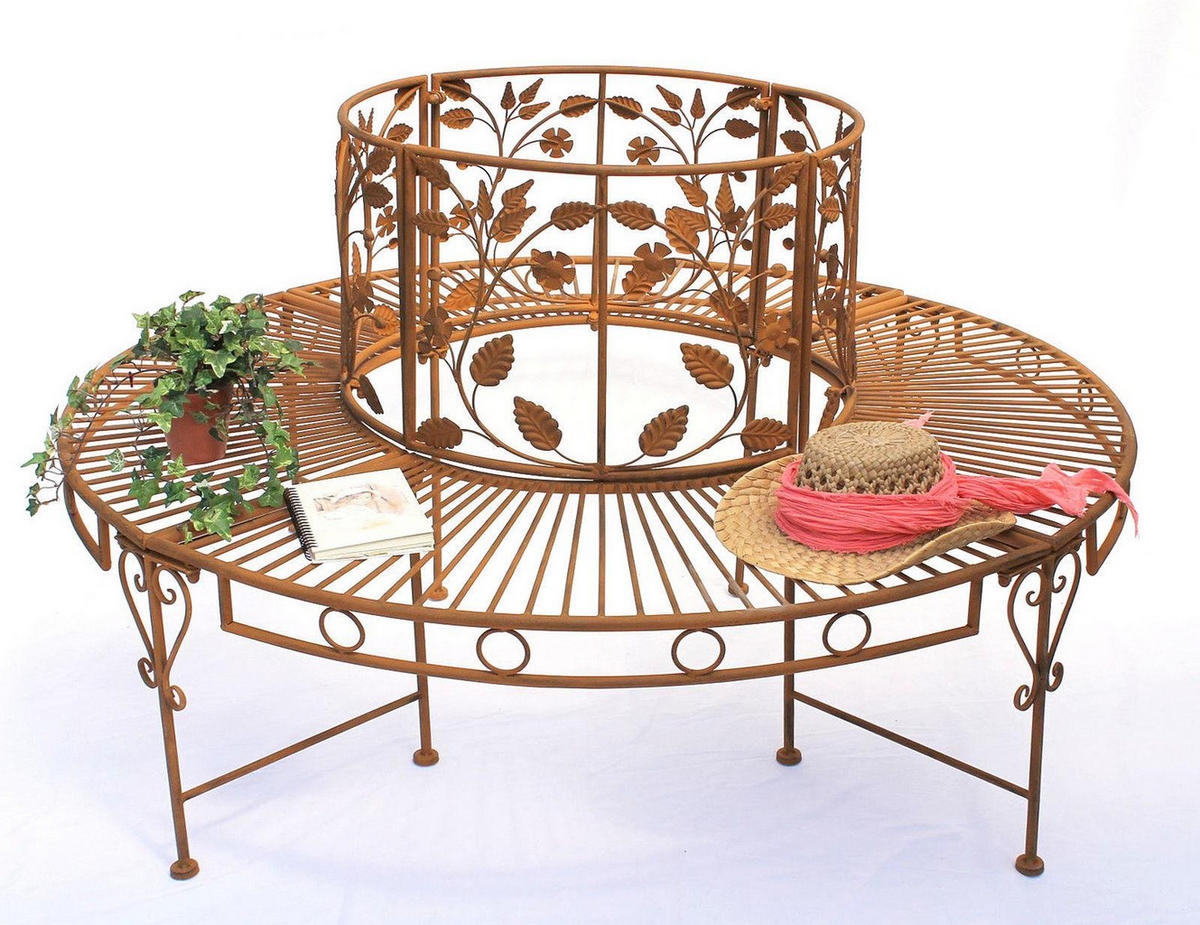 GARTENBANK Rund Metall Braun 140/140/84 cm - Braun, Metall (140/84/140cm) - DanDiBo