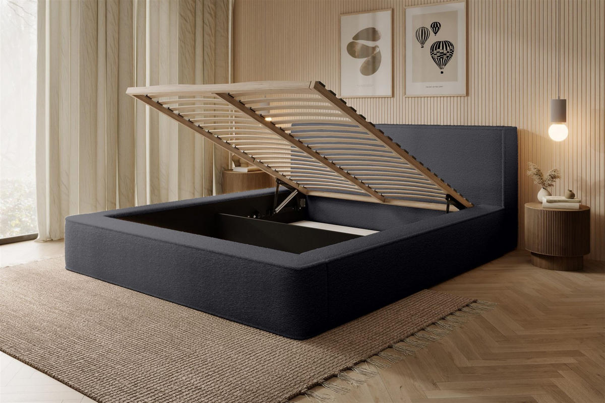 POLSTERBETT Omaha In Euphoria - Anthrazit, Holzwerkstoff/Textil (140/200cm) - Fun Möbel