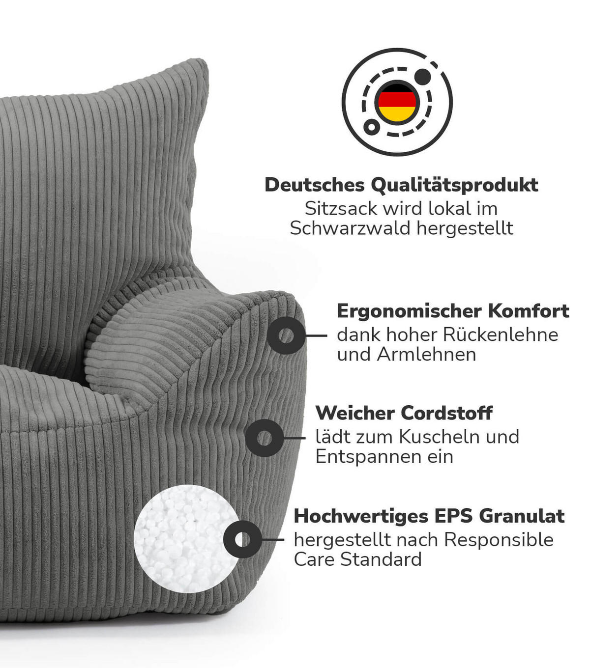 KINDERSESSEL Der Pausenheld - Anthrazit, Textil (52/57/53cm) - Mokebo