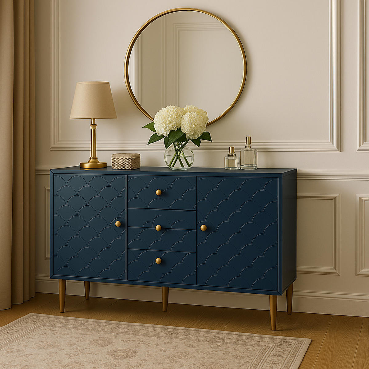 HIGHBOARD Blau 120/40/82CM - Blau, Holzwerkstoff/Metall (40/82/120cm) - Urban Meuble