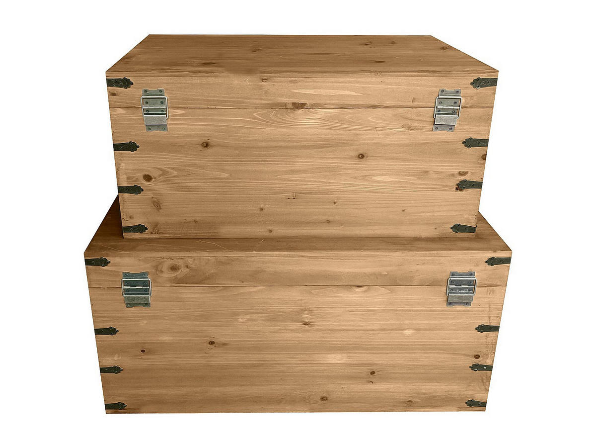 2ER-SET Koffer - Tannenholz & MDF - 70 x 46 x 35 cm & 60 x 38 x 30 cm - Holzfarben - MALOUEN - Naturfarben, Holz (70/35/46cm) - Vente-Unique