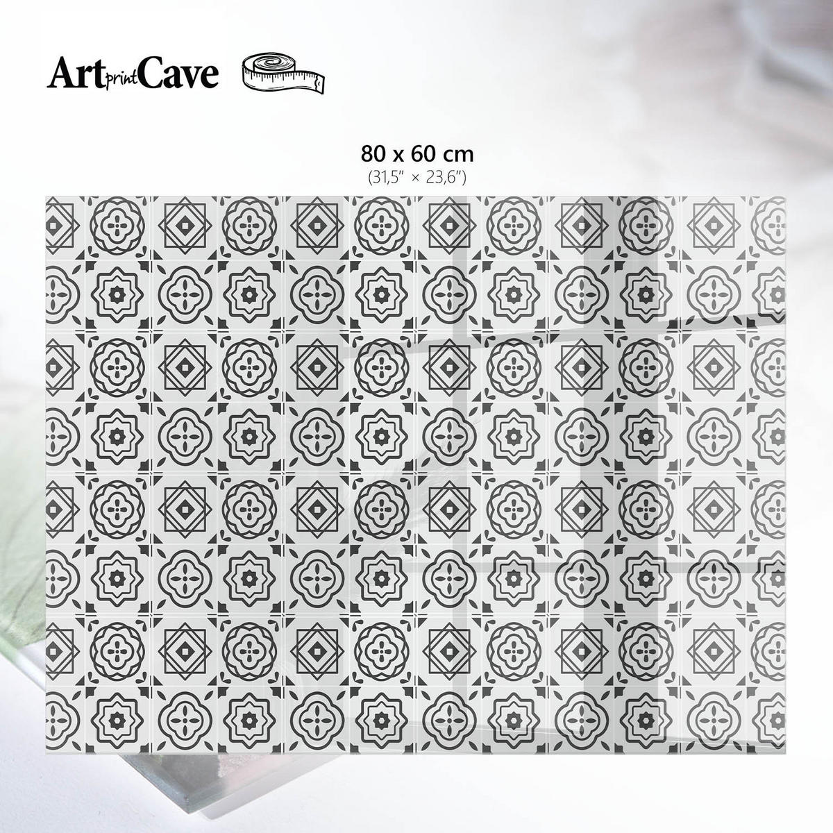 GLASPLATTE 80x60 cm – Geometrische Muster - Blau, Glas (0.4/80/60cm) - ArtPrintCave