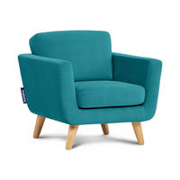 SESSEL TAGIO Massivholz-Beine, blau - Türkis/Braun, Buchenholz/Textil (86/80/88cm) - KONSIMO®