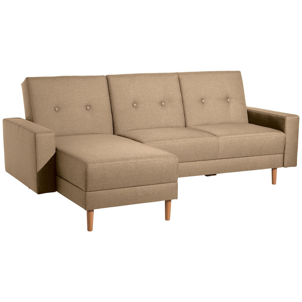FUNKTIONSSOFA mit Hocker Kattie Flachgewebe sand - Sandfarben, Kunststoff (144/230cm) - 58aufmkessel