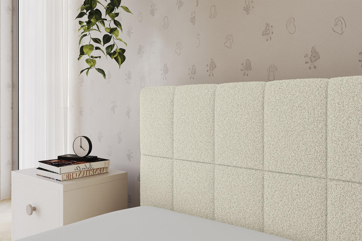 EINZELLBETT Jugendbett mit Bettkasten, Rechts - TULY 100x200 Beige - Perlmutt, Holzwerkstoff/Textil (100/200cm) - ALTDECOR