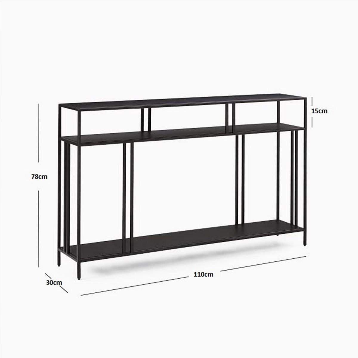 KONSOLE schwarz L110 cm - Venedig - Schwarz, Holzwerkstoff (110/30/78cm) - Calicosy