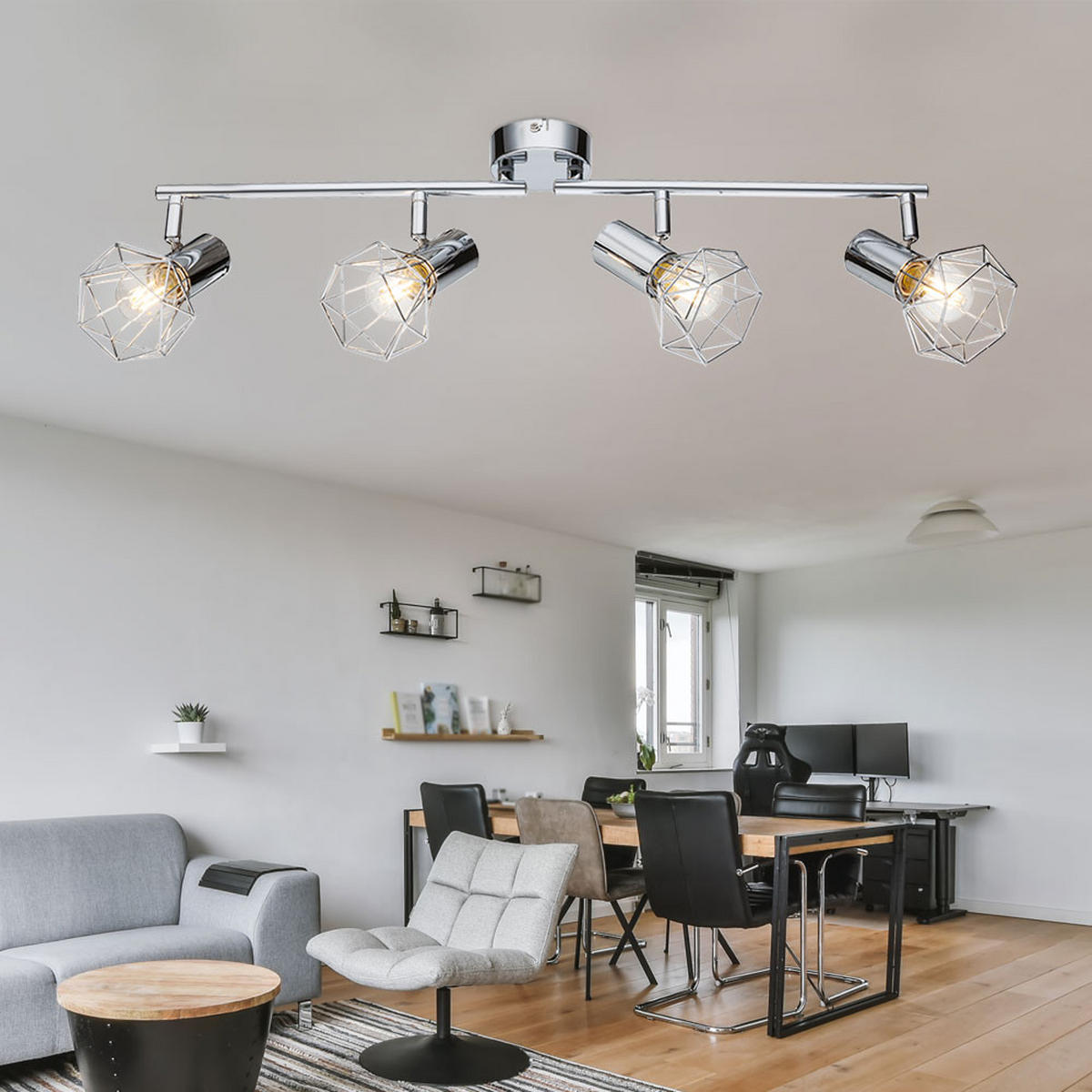 DECKENLEUCHTE Metall Silber XARA I - Silberfarben, Metall (60/9.3/15cm) - Globo Lighting