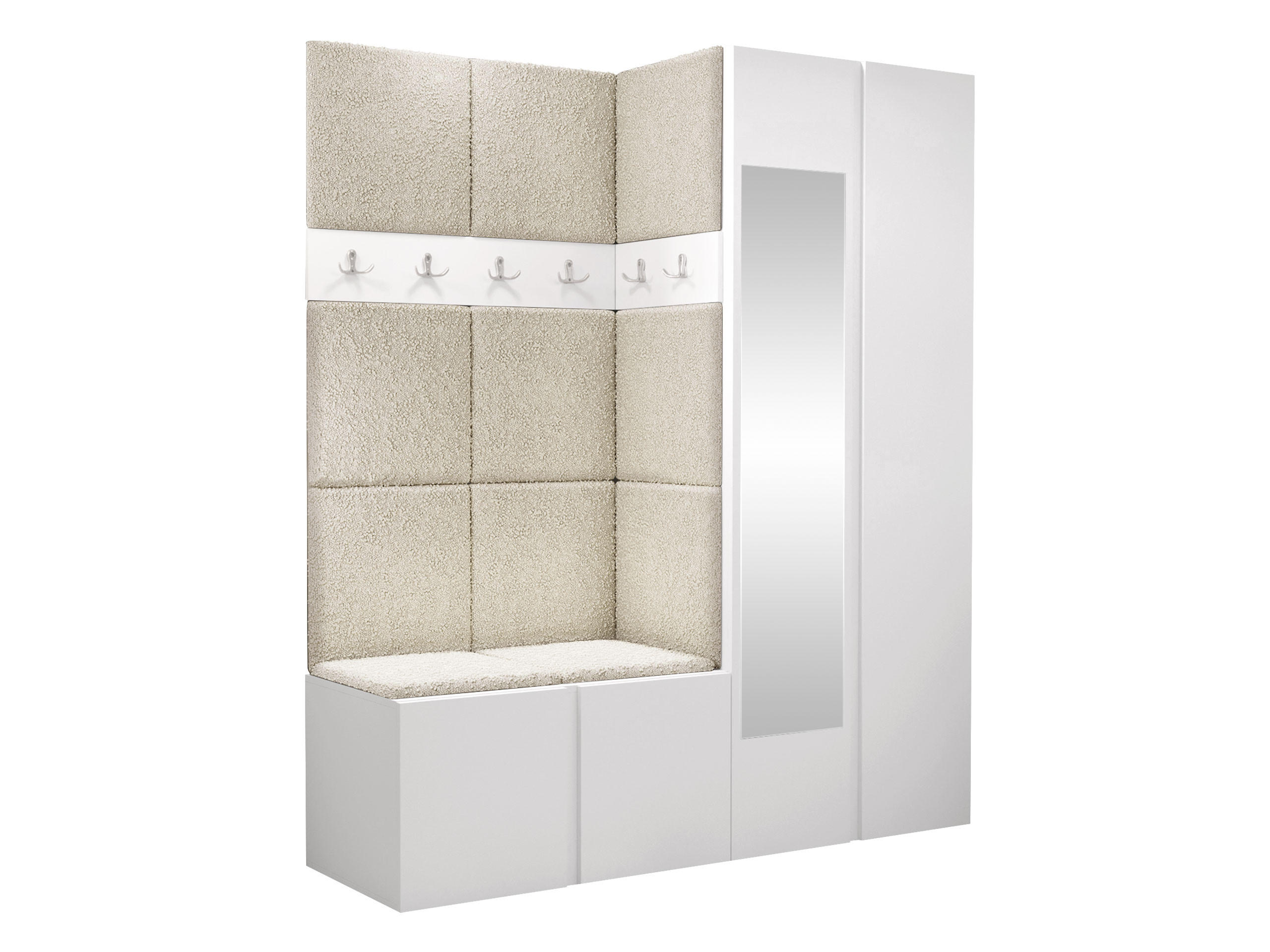 GARDEROBEN-SET Orion XII - Creme/Weiß, Holzwerkstoff/Kunststoff (158/186/46cm) - MIRJAN24