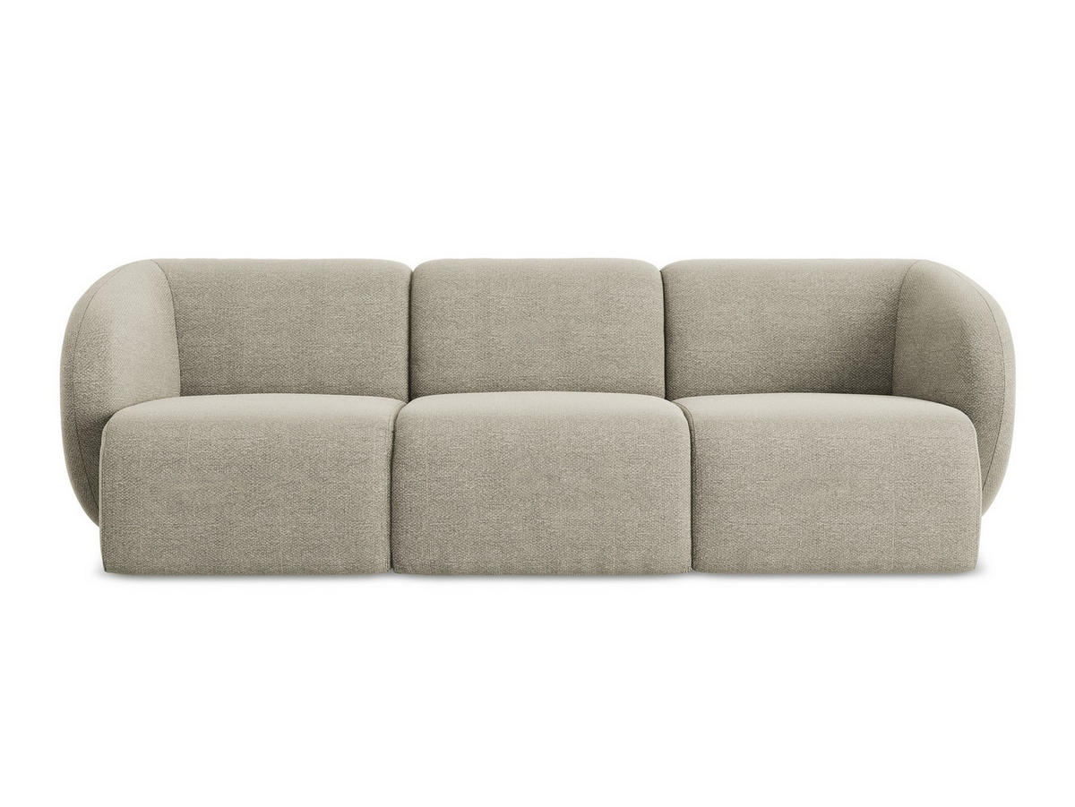 3-SITZER SOFA Bouclé Stoff Grau - Taupe/Schwarz, Holzwerkstoff/Kunststoff (244/75/94cm) - Makamii