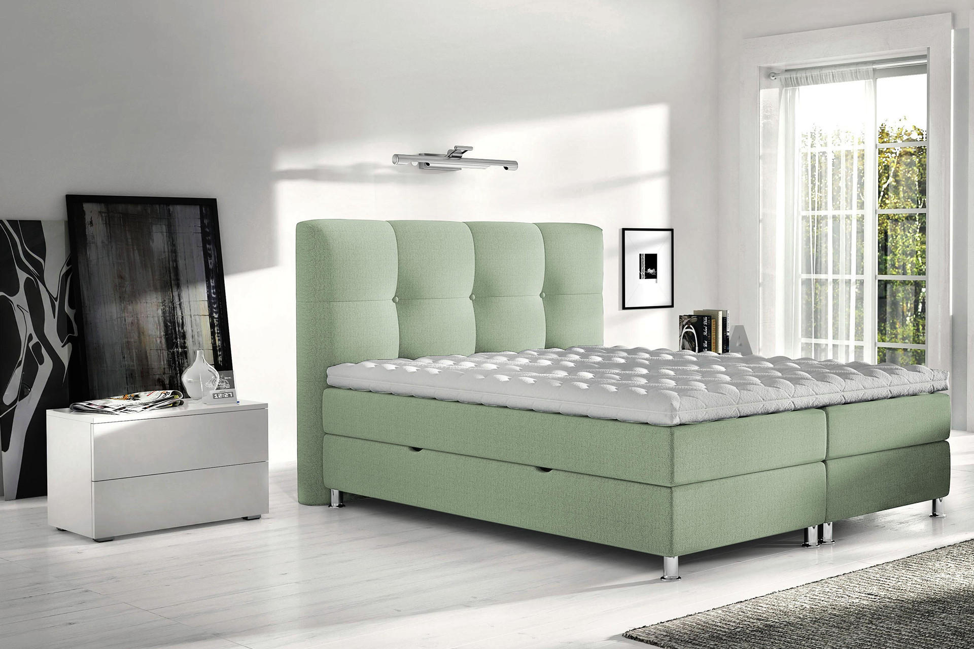 Postel boxspring zelená