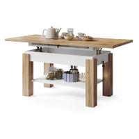 COUCHTISCH rechteckig Eiche Wotan - Weiß ausziehbar höhenverstellbar - Eiche Wotan/Weiß, Holzwerkstoff (68/110/59cm) - designimpex