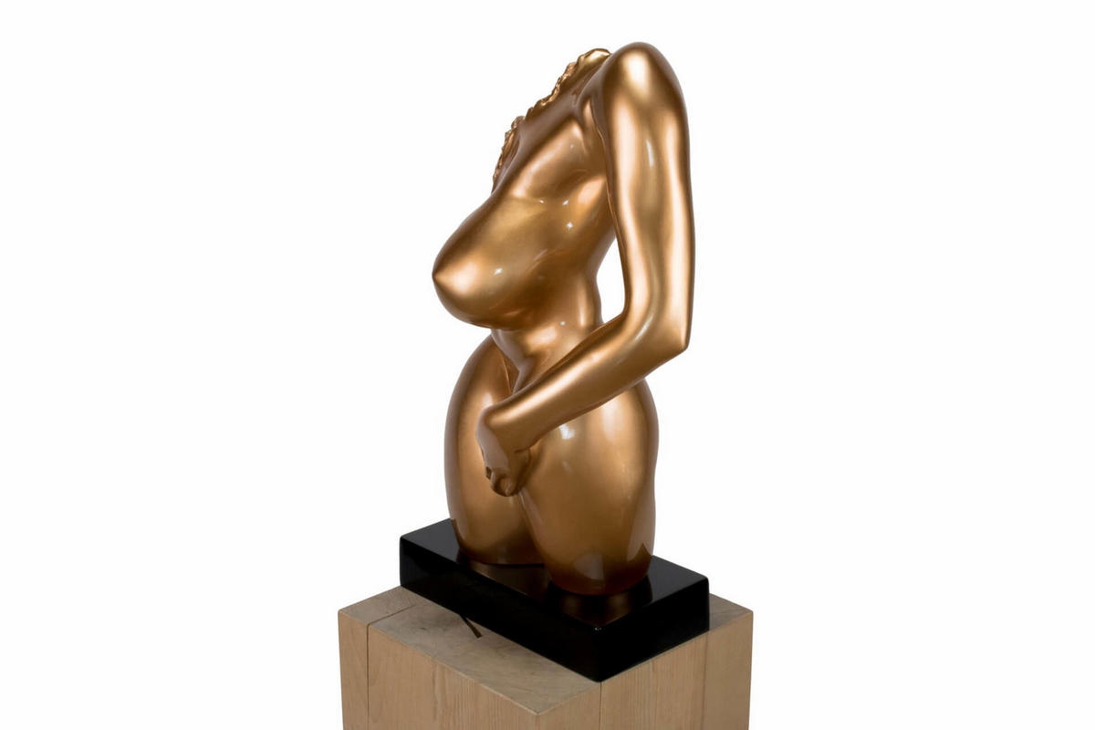 SKULPTUR Gold 34/60 cm - Goldfarben, Stein (6.5/60/24cm) - KUNSTLOFT