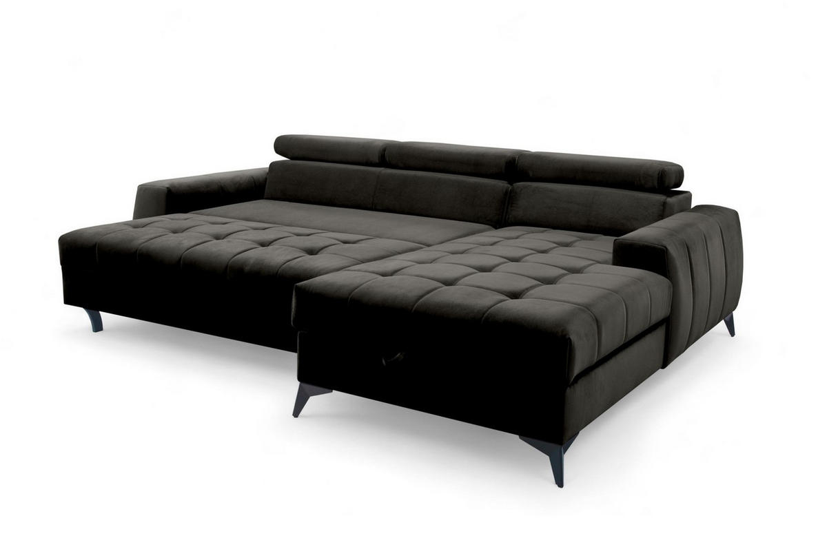 ECKSOFA Agnesa Xs In Salvador - Schwarz, Holzwerkstoff/Textil (260/200cm) - Fun Möbel