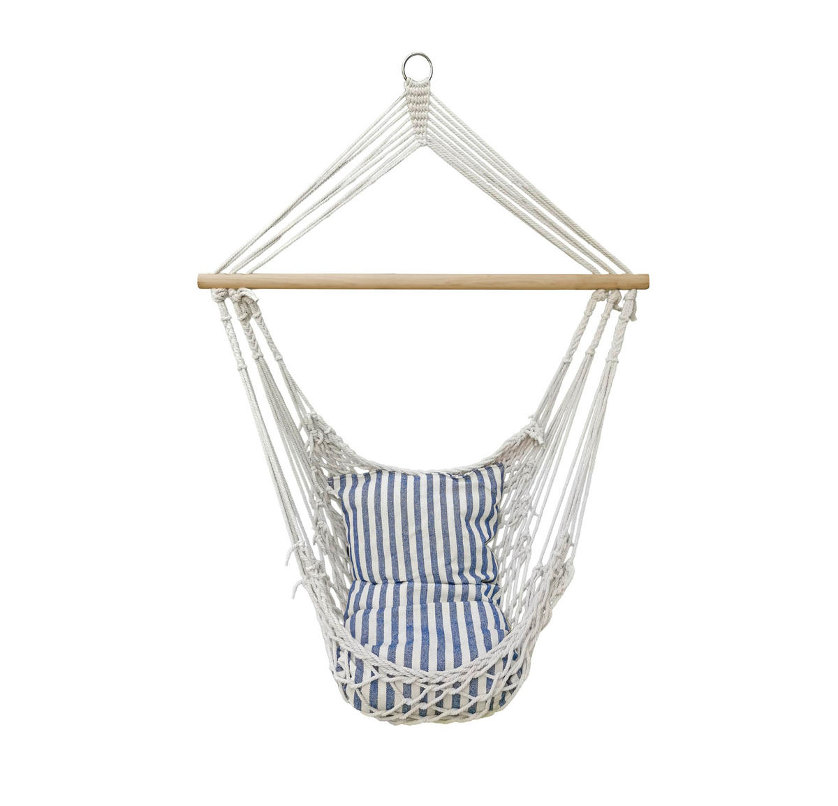 HÄNGESESSEL Arles Blau-Weiß Kastanie Hängesitz - Blau, Holz (70/130/60cm) - DELUKE