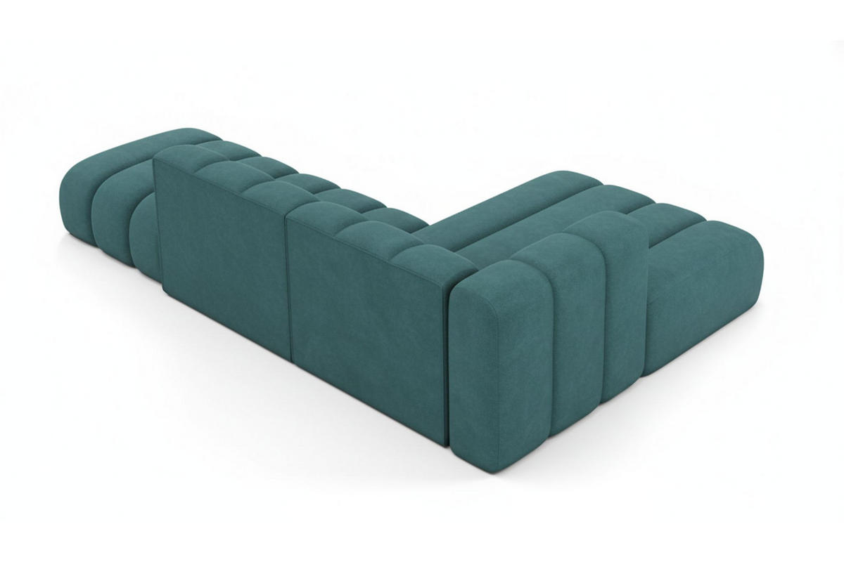 ECKSOFA L-form mit Hocker, Grand Mini, Stoff Salvador, Azurblau, Rechts - Blau, Holz (295/179cm) - Kaiser Möbel