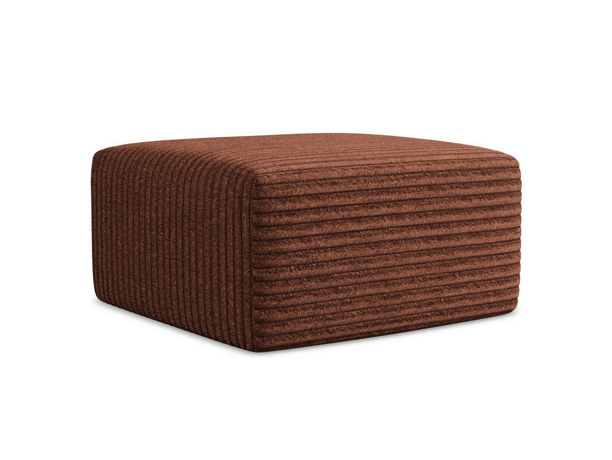 POUF Cord Orange - Terracotta/Schwarz, Holzwerkstoff/Kunststoff (75/37/75cm) - Makamii