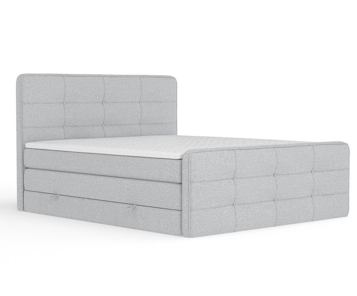 BOXSPRINGBETT Semplice Hellgrau 140/200 cm - Hellgrau/Schwarz, Holz/Holzwerkstoff (140/200cm) - Maison de Reve