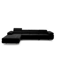 ECKSOFA ALONZO MAXI Rechts mit Schlaffunktion 125x195 Chenille Schwarz - Chromfarben/Schwarz, Holz/Textil (350/203cm) - Muffo