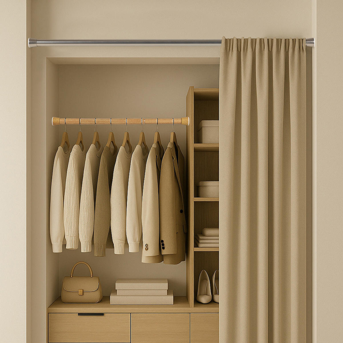 TELESKOP-VORHANGSTANGE mit Spannbefestigung Ø28 mm – Silber (50–80 cm) - Grau, Metall (2.8/80cm) - STORESDECO