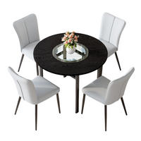 ESSGRUPPE DE-39380 5-teilig, mit 4 PU-Sesseln und Glasplatte Hellgrau - Hellgrau, Metall (100/76/100cm) - ComfortXL