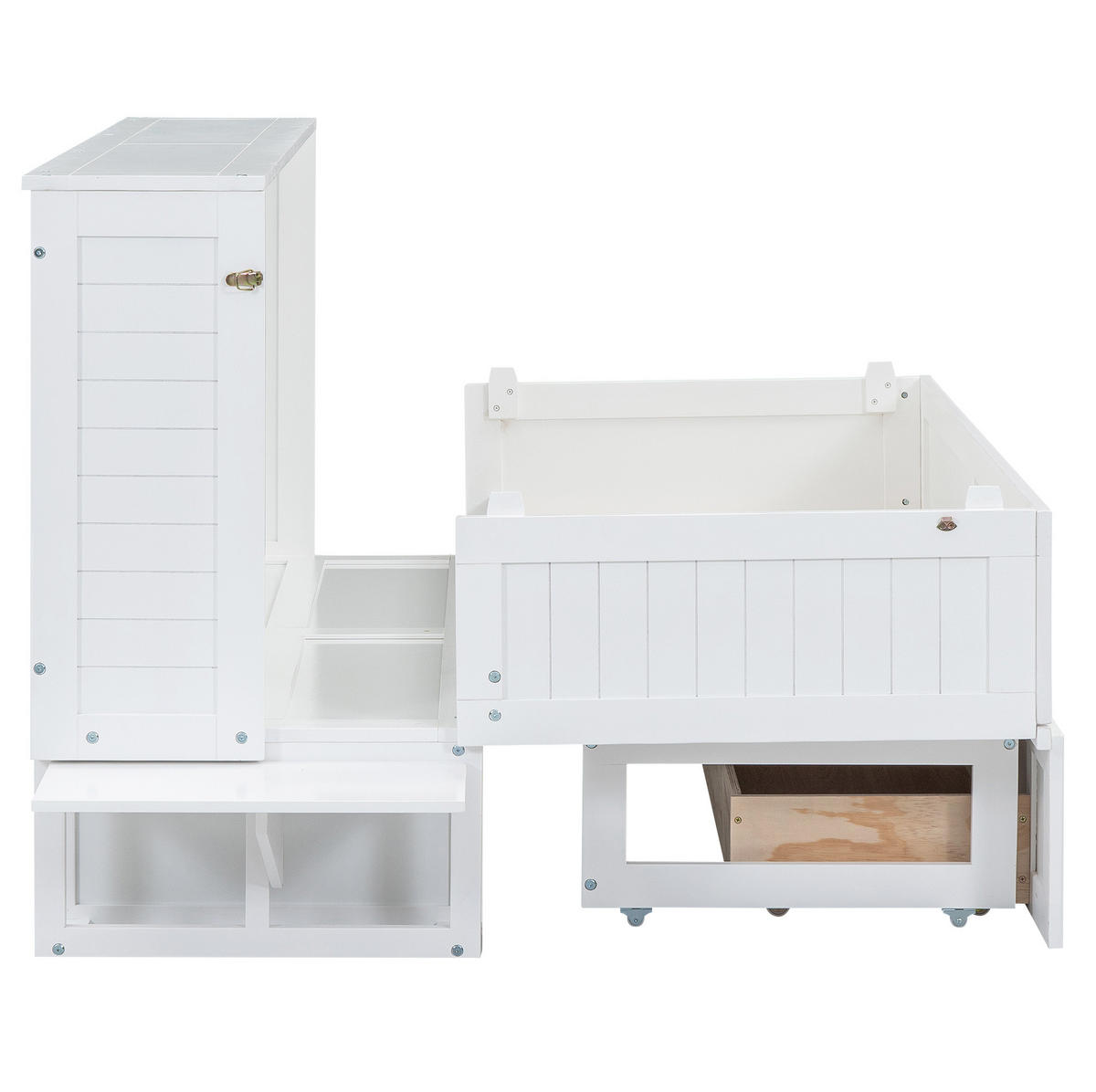 SCHRANKBETT Mobiles 140/200 cm Weiß mit Schublade und Regal - Weiß, Holz (140/200cm) - OKWISH