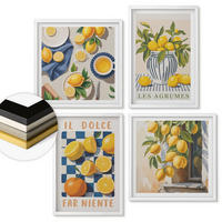WANDBILDER 4er-Set - 50x50 cm & 40x60 cm Weißer Rahmen - Retro gelbe Zitrusfrüchte - Weiß, Kunststoff (50/50cm) - ArtPrintCave