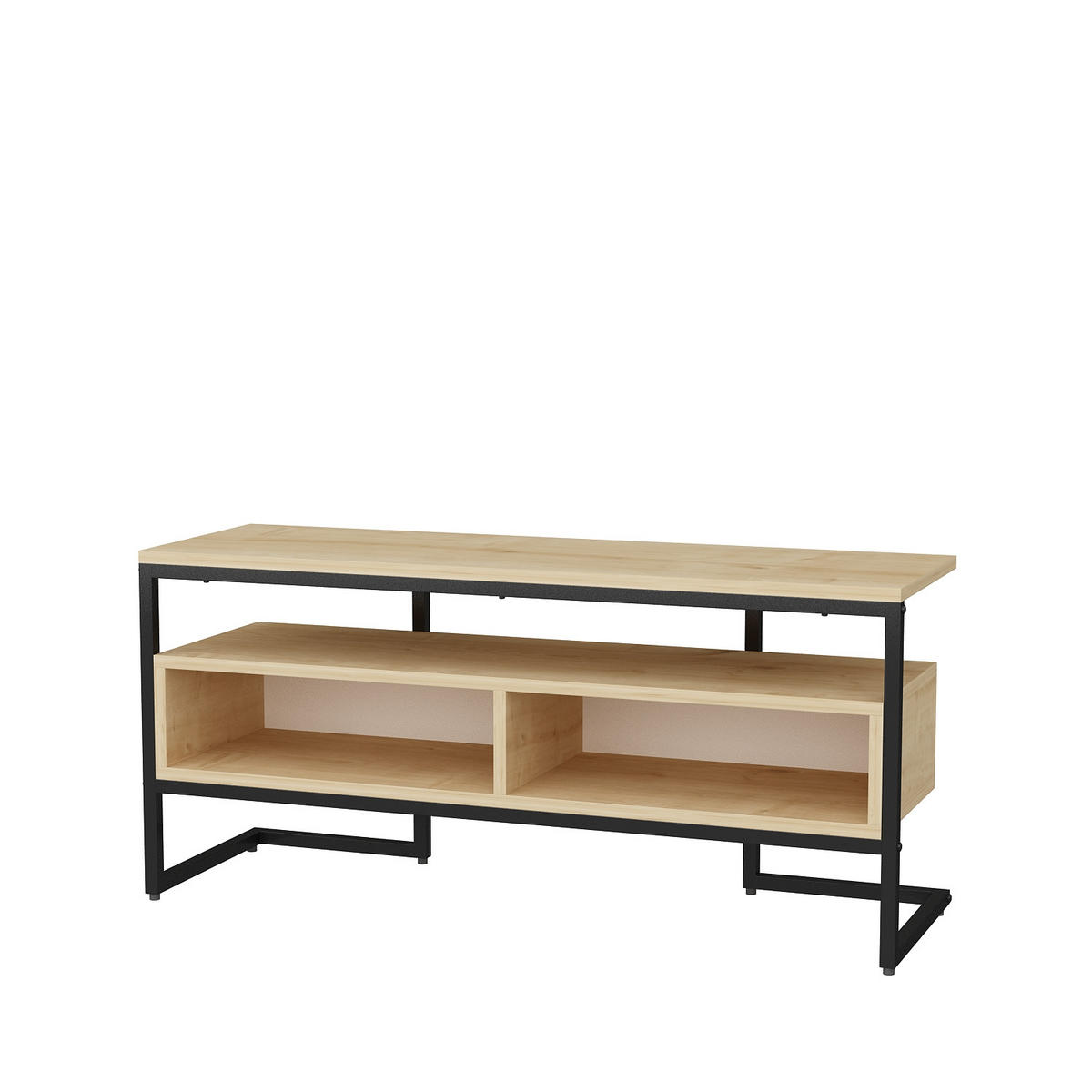 TV-ELEMENT Merrion Schwarz und Eiche Safir - Eichefarben/Schwarz, Holzwerkstoff (111/51/35cm) - Decorotika