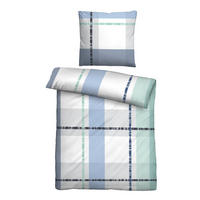 BETTWÄSCHE-GARNITUR Seersucker Karo eisblau, 135x200 cm + 80x80 cm - Hellblau, Textil (135/200cm) - Castell