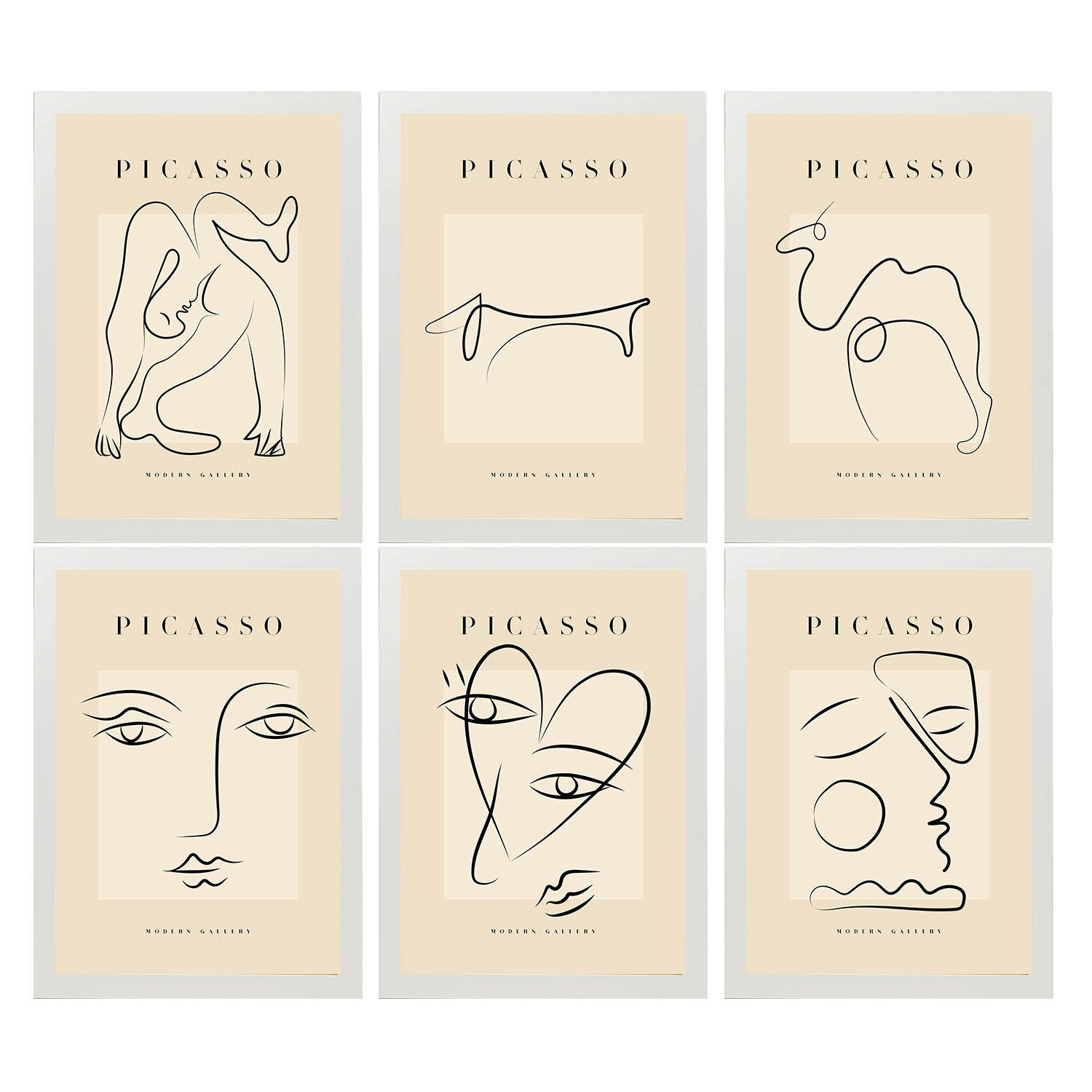 POSTER Set Mit 6 Illustrationen Von Pablo Picasso Liebe A3 Weißer Rahmen - Weiß, Papier (29/3cm) - Nacnic