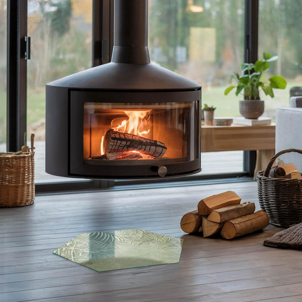 GLASPLATTE für Kamin h40 cm - Grün, Glas (40/40/0.4cm) - TULUP