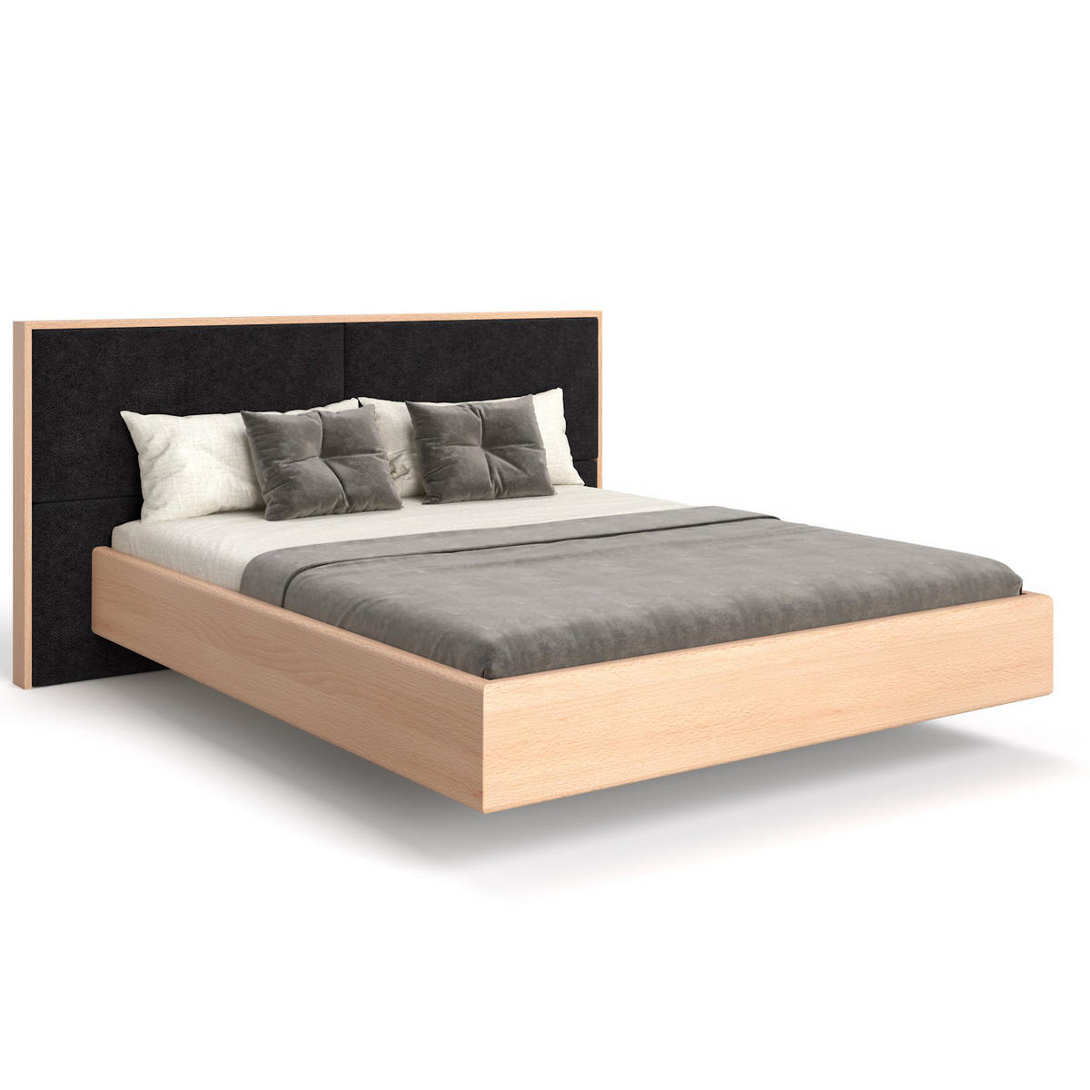 MASSIVHOLZBETT schwebend Dome aus Buche 180x220 cm, Storm 99 - Buchefarben/Schwarz, Holz (180/220cm) - Danzz