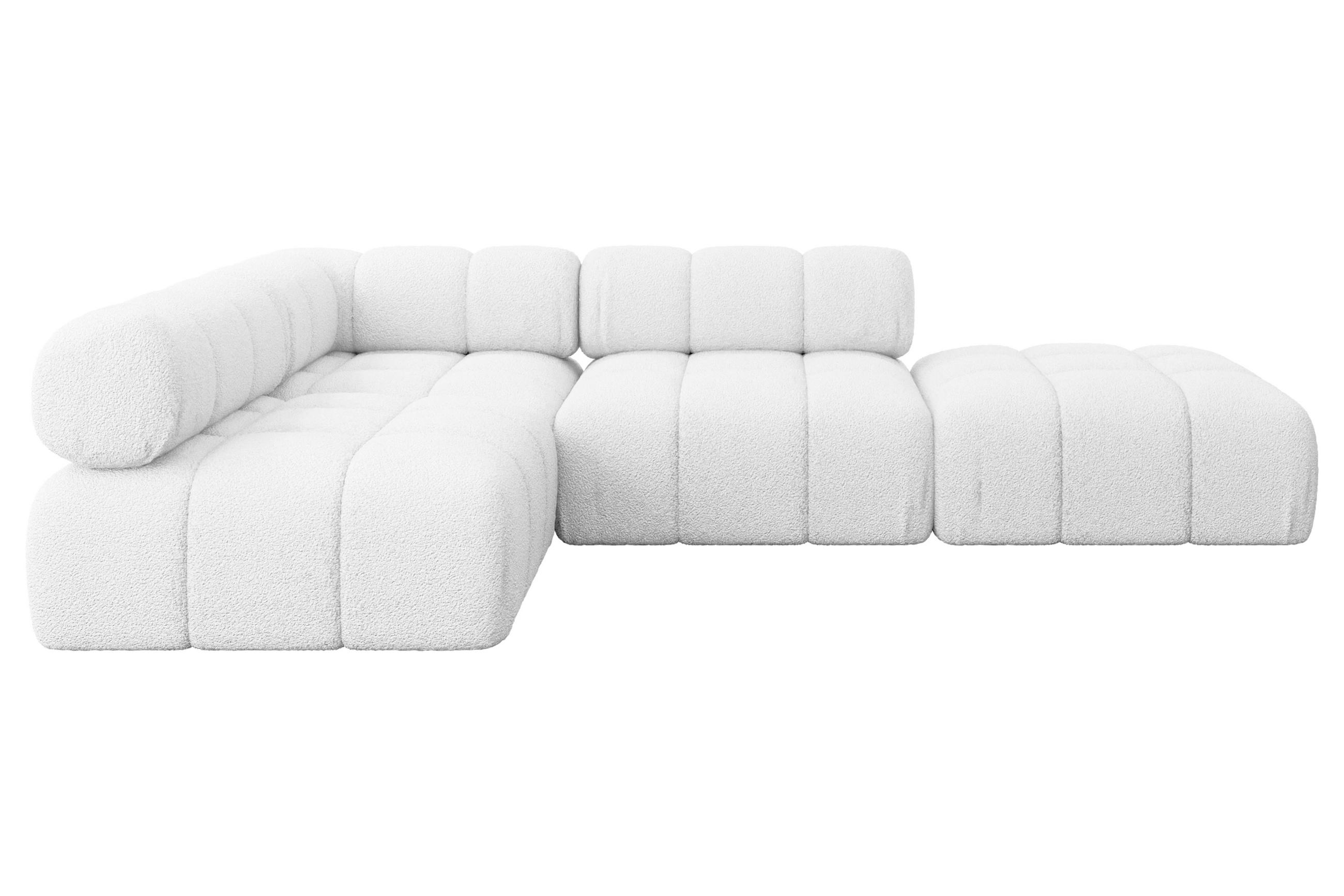 ECKSOFA modulares Sofa Favio-L1 - 285x190x70 cm Weiß Bouclé - Weiß, Holzwerkstoff/Textil (285/190cm) - ALTDECOR