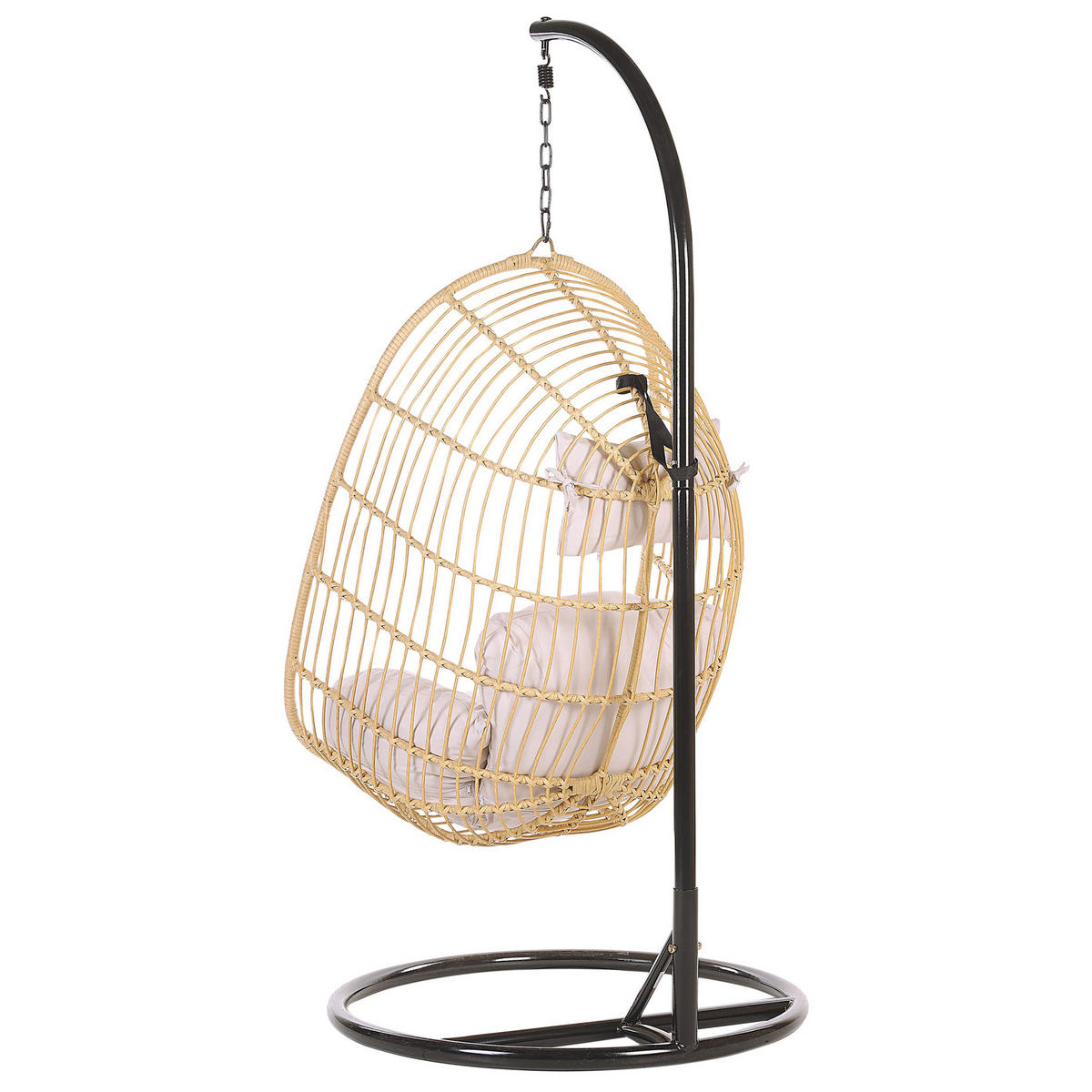 HÄNGESESSEL mit Gestell PE Rattan natürlich 97 cm Casoli - Naturfarben, Kunststoff (97/199/97cm) - Beliani