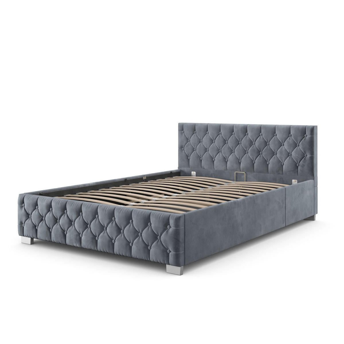 POLSTERBETT Nizza dunkelgrau 180x200 cm mit Matratze - Dunkelgrau, Holzwerkstoff (180/200cm) - Juskys