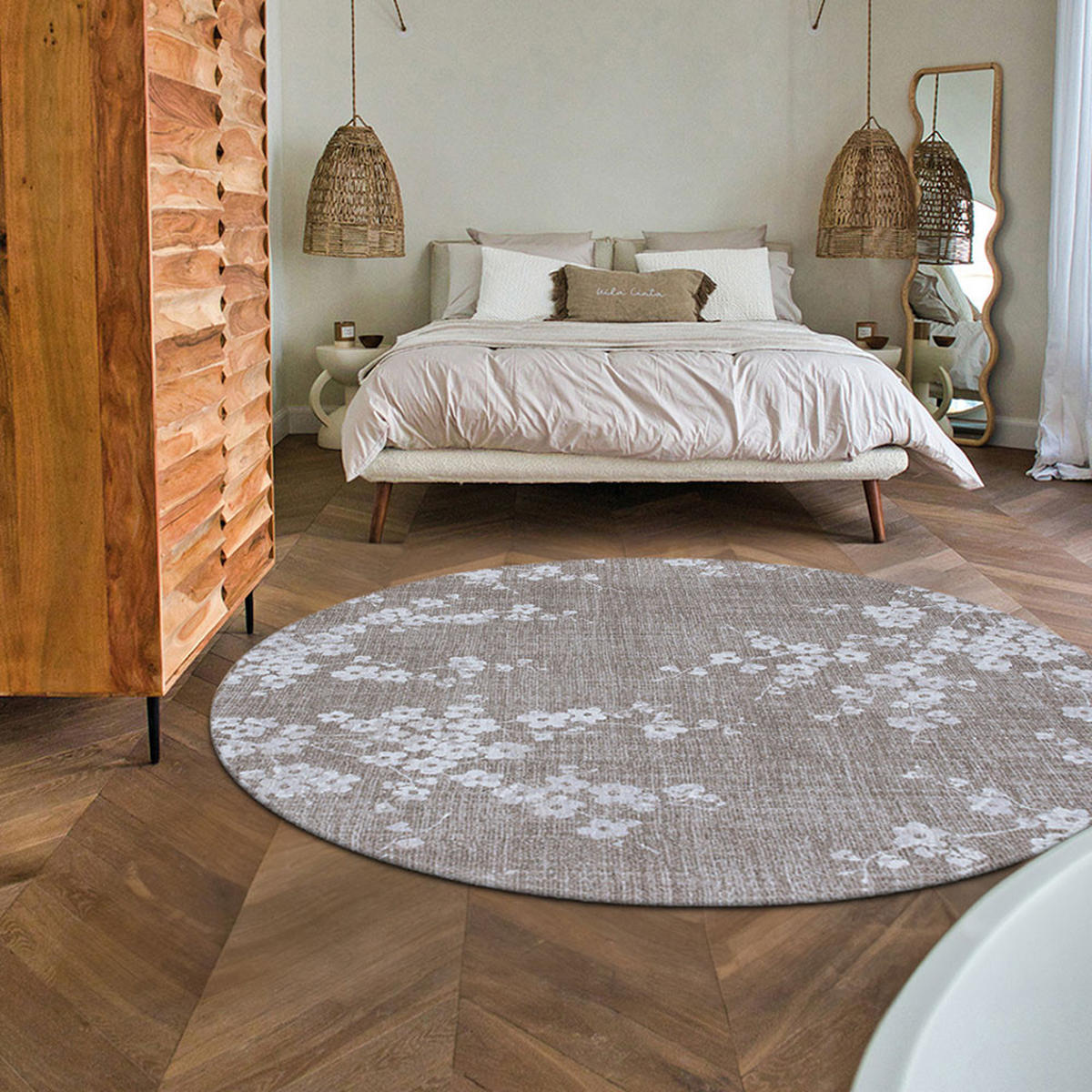 TEPPICH Morning Mist Sakura Sakura 240/240 cm - Blau, Kunststoff/Textil (240/240cm) - Louis De Poortere