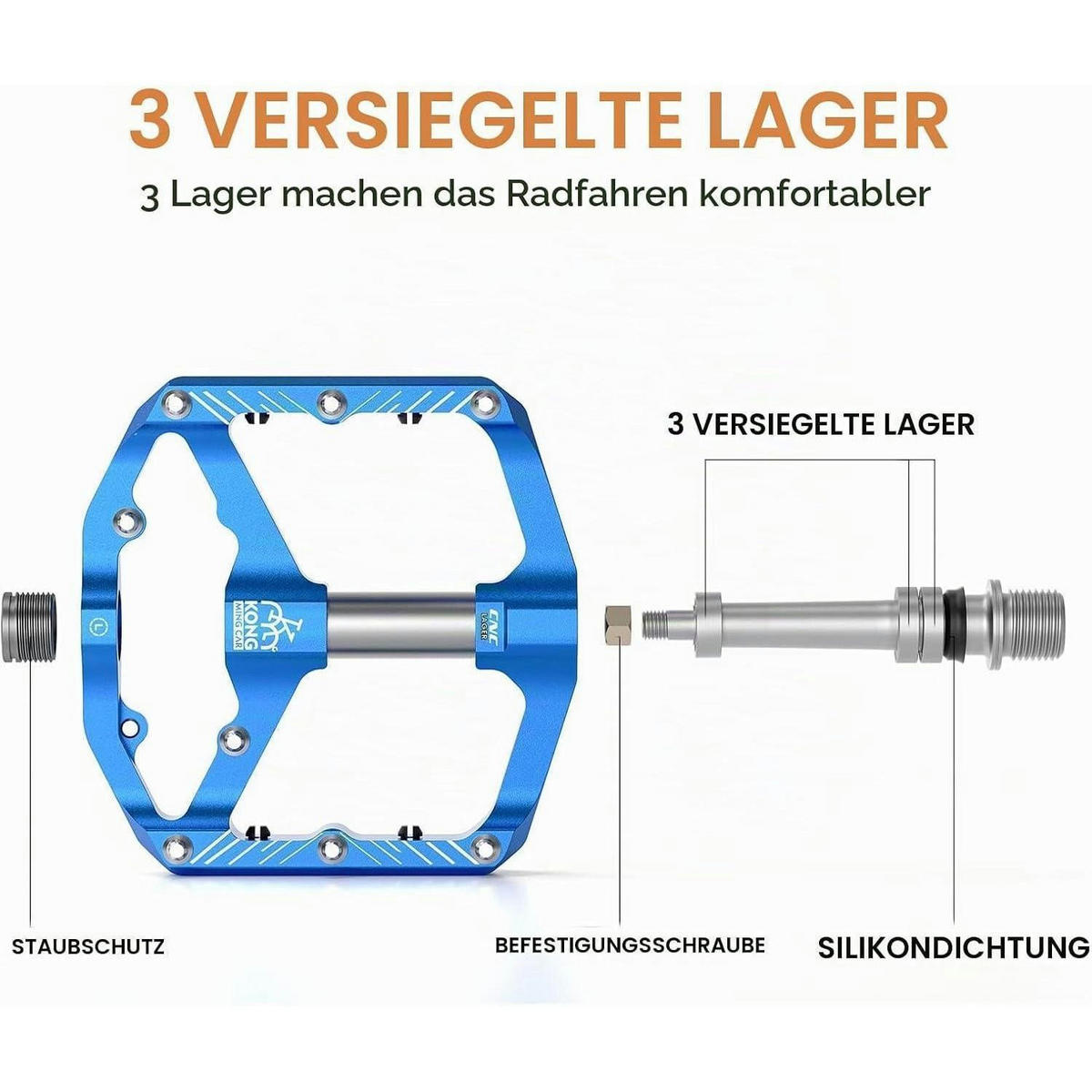 FAHRRADPEDALE Plattformpedale mit Reflektoren Blau - Blau, Metall (9.9/1.5/11.8cm)